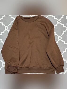 Brown Women's Crewneck Sweatshirt - Casual Everyday Top